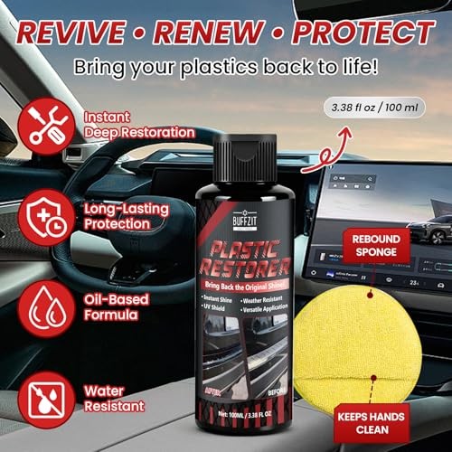 Plastic Restorer for Cars, Black Trim Restorer for Faded Plastic, Vinyl &