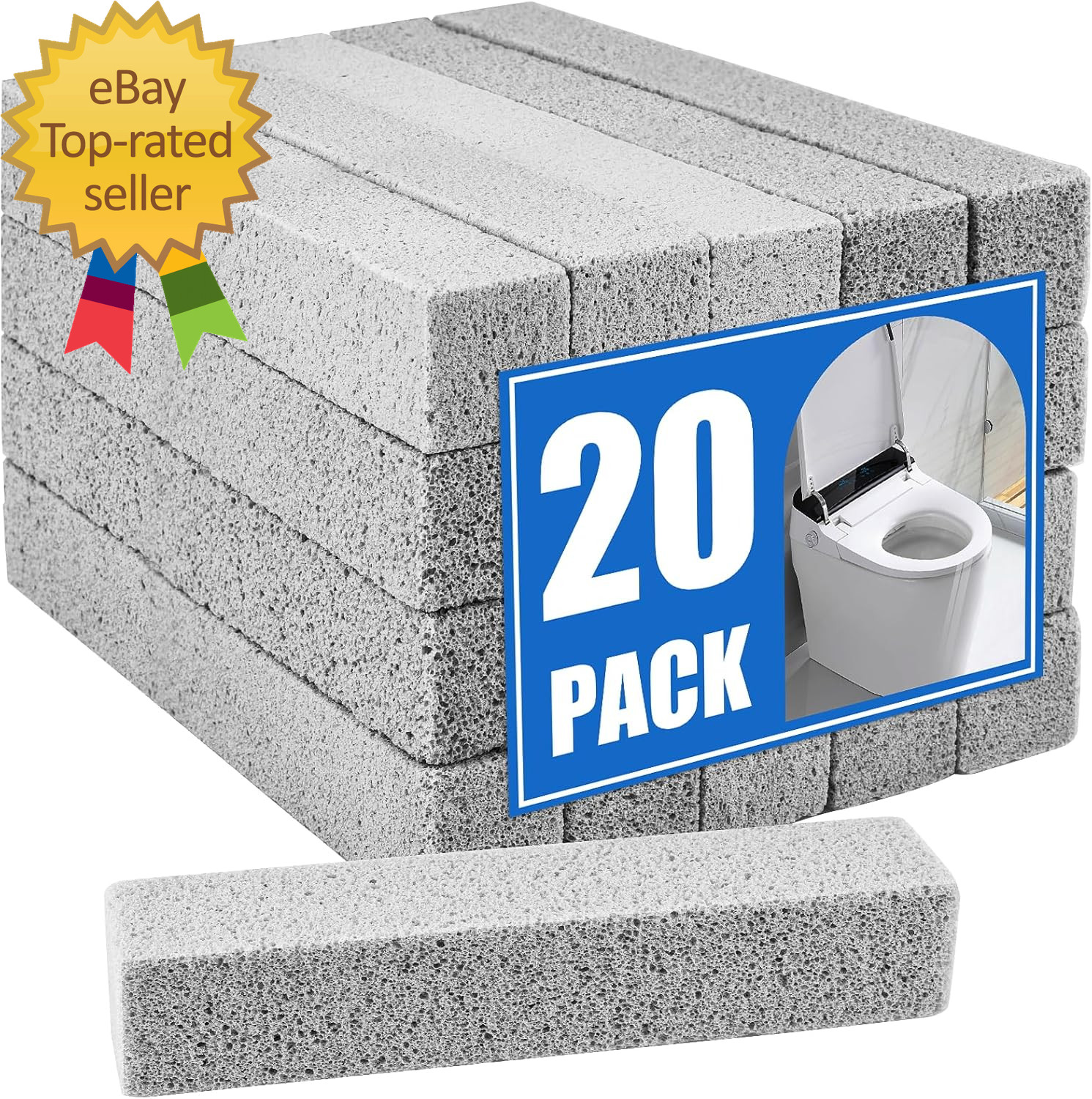 20 Pack Pumice Stone Toilet Bowl Cleaner Pumice Stone for Cleaning Stick Hard Wa