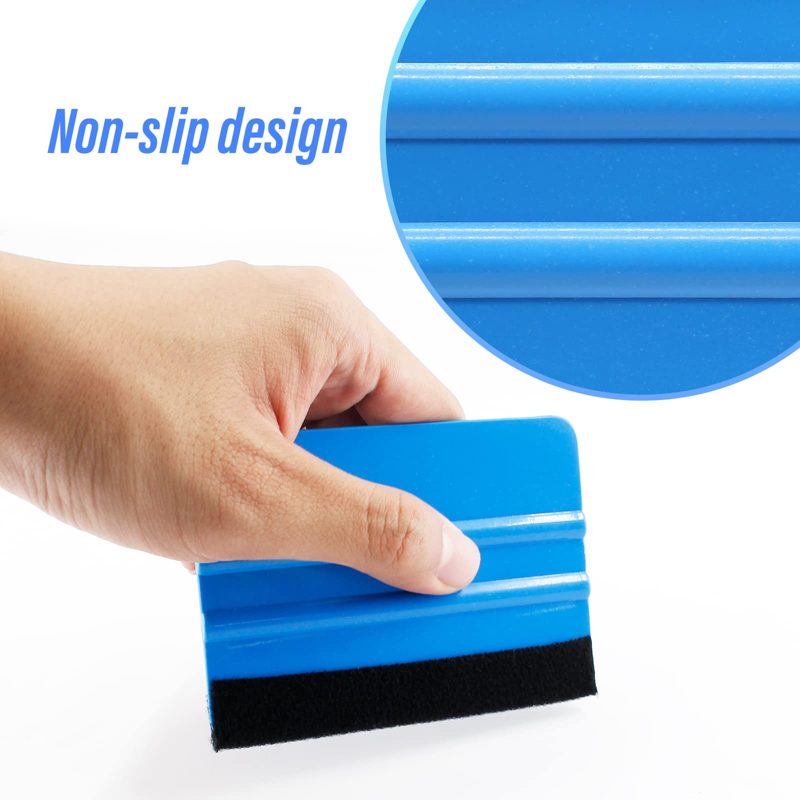 Bonsicoky 4 Inch Plastic Felt Edge Squeegee Tool Vinyl Squeegee for Window Ti…