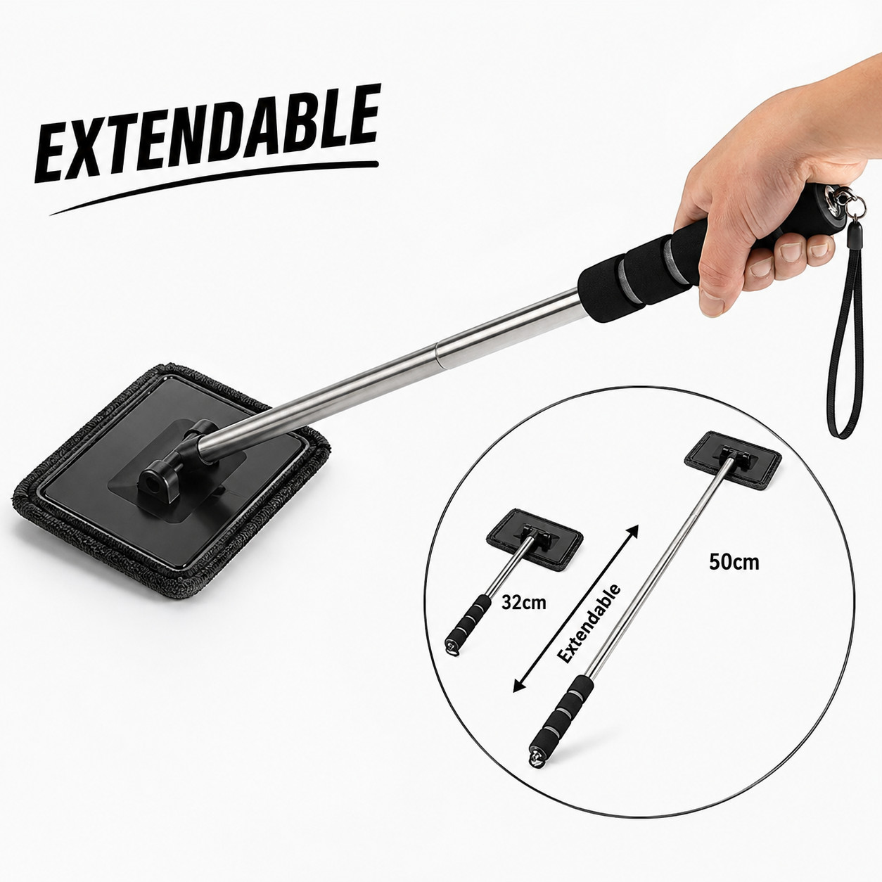 Telescopic Car Windshield Cleaner Auto Glass Cleaning Brush Extendable Mop Brush