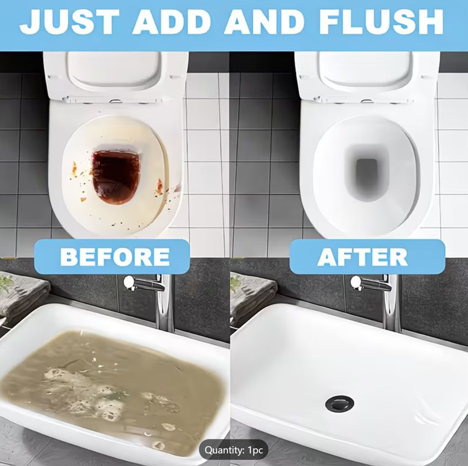 HOSUE Odorless Drain Clog Remover | Safe for Pipes | Dissolves Hair Grease Waste