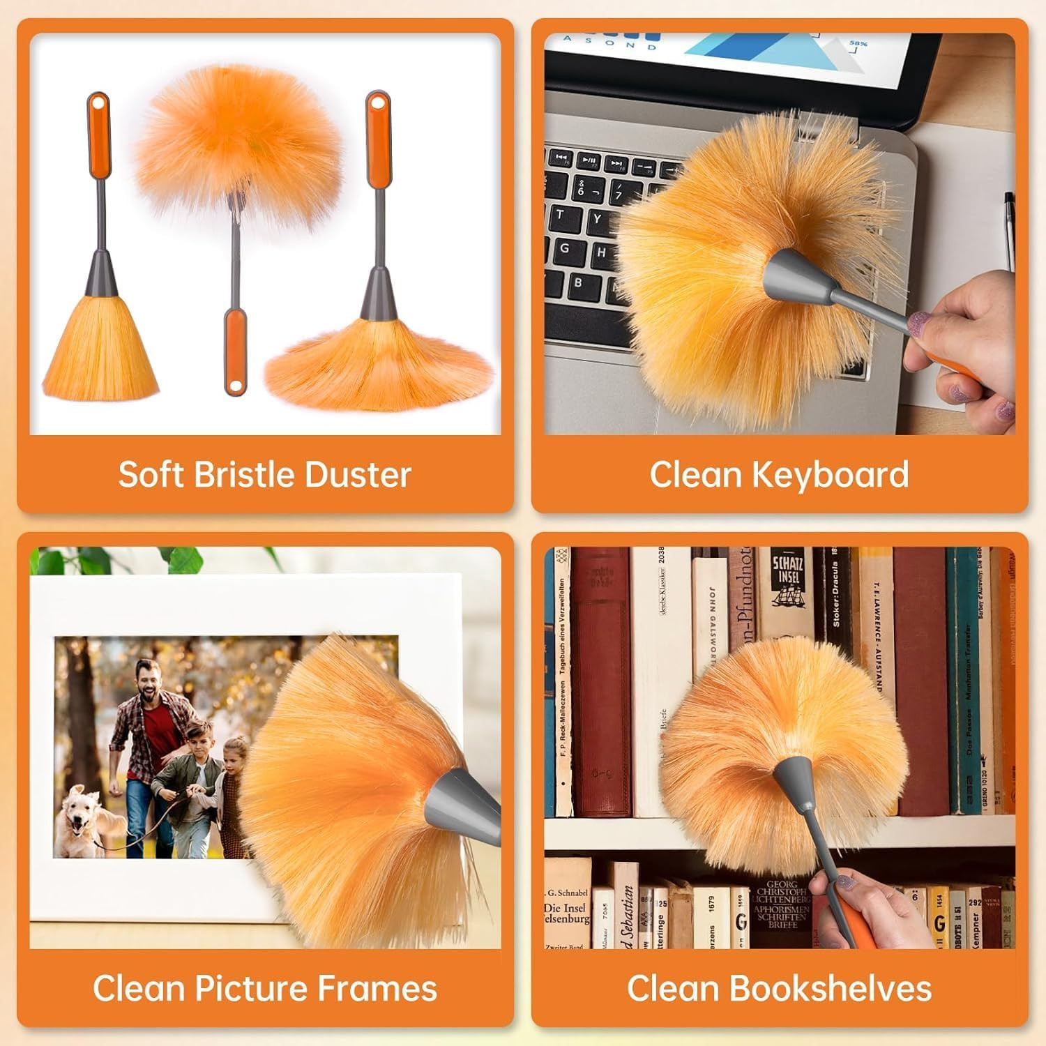Ceiling Fan Cleaner Duster Kit with 60″ Extension Pole, 14 PCS | 14″-60″ Adjusta