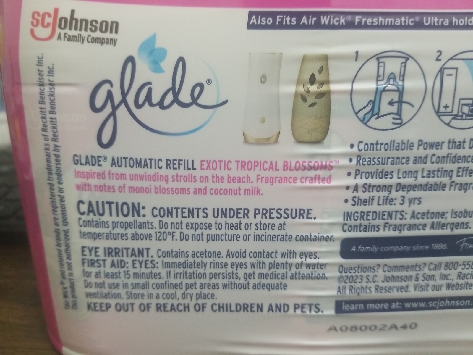EXOTIC TROPICAL BLOSSOMS GLADE AUTOMATIC SCENTED REFILL CANS, (4-6.2 oz REFILLS)