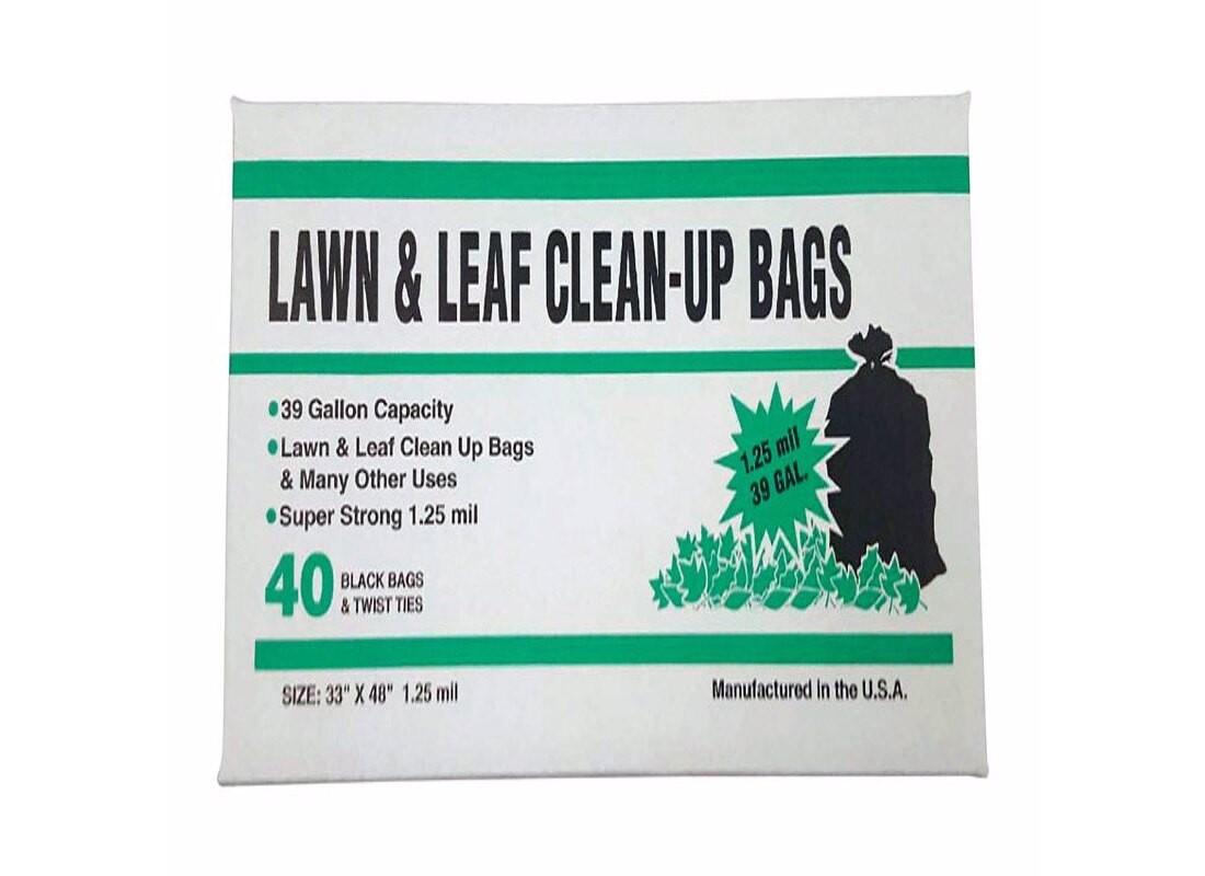 Lawn and Leaf Bags 39 gal Twist Ties 40 pk 1.25 mil Black