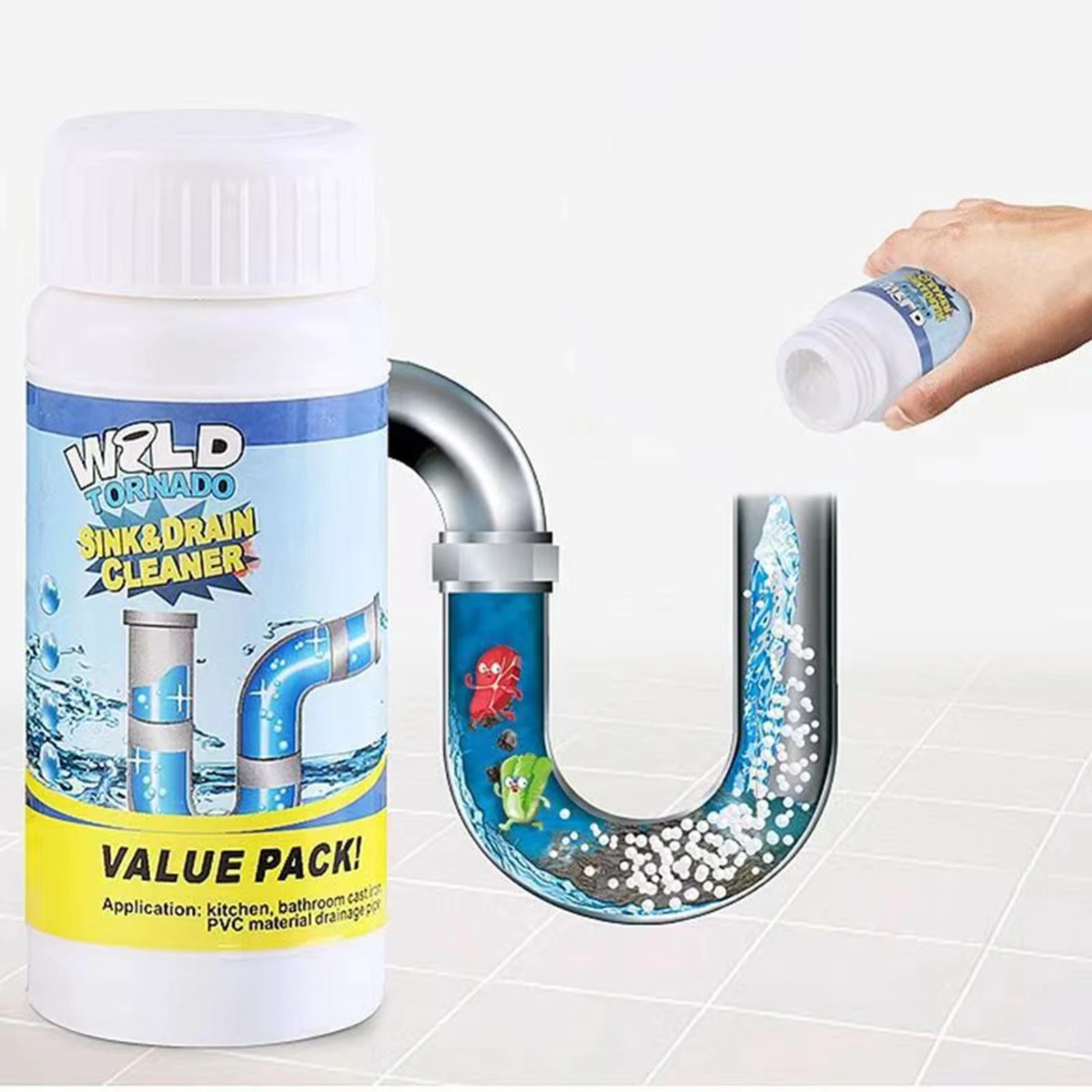 3x Fast Drain RemoverHot Sink Pipe Dredge Bomb Toilet- Quick Foaming Cleaner