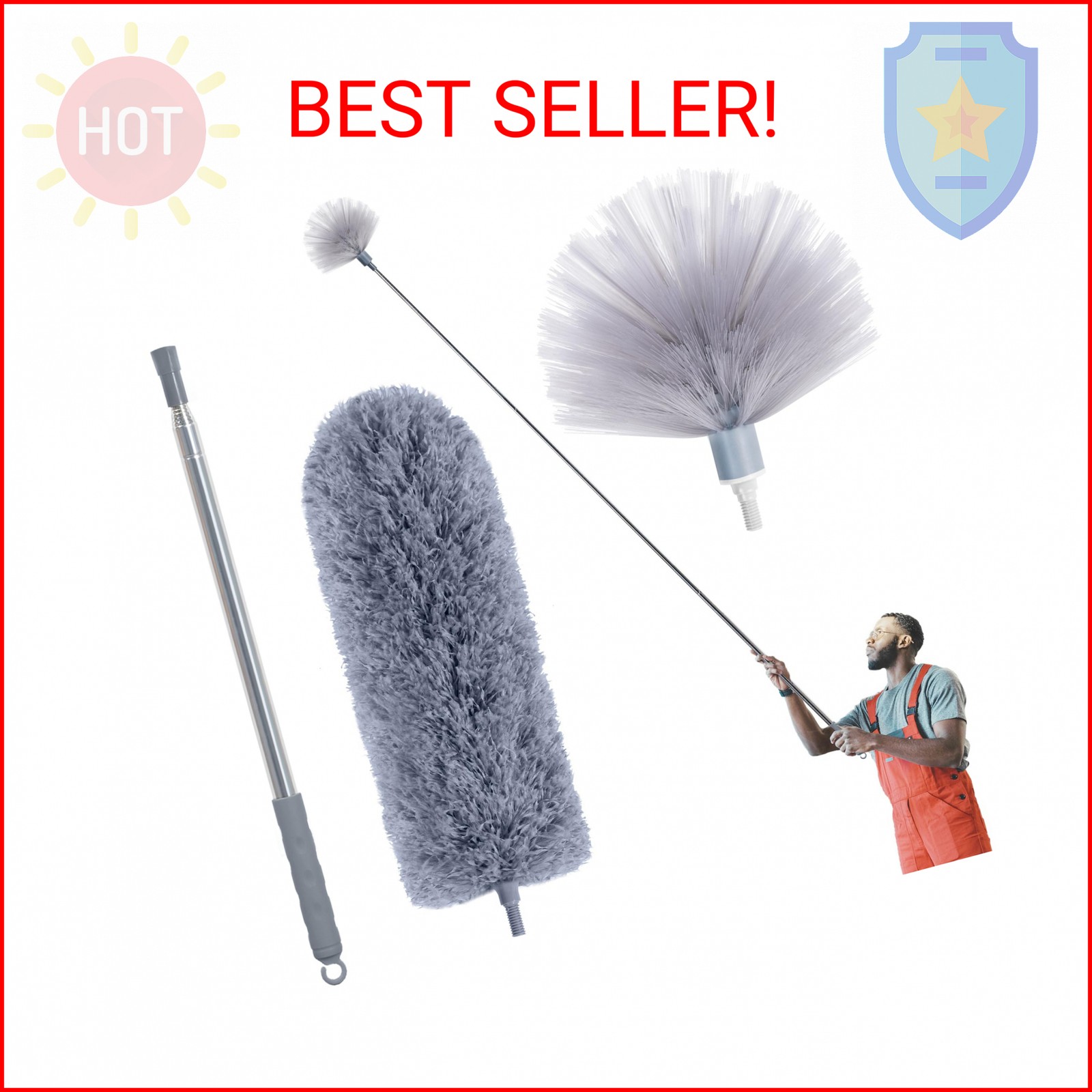IVYROLL Cobweb Duster with Extension Pole, Spider Web Brush & Ceiling Cleaning K