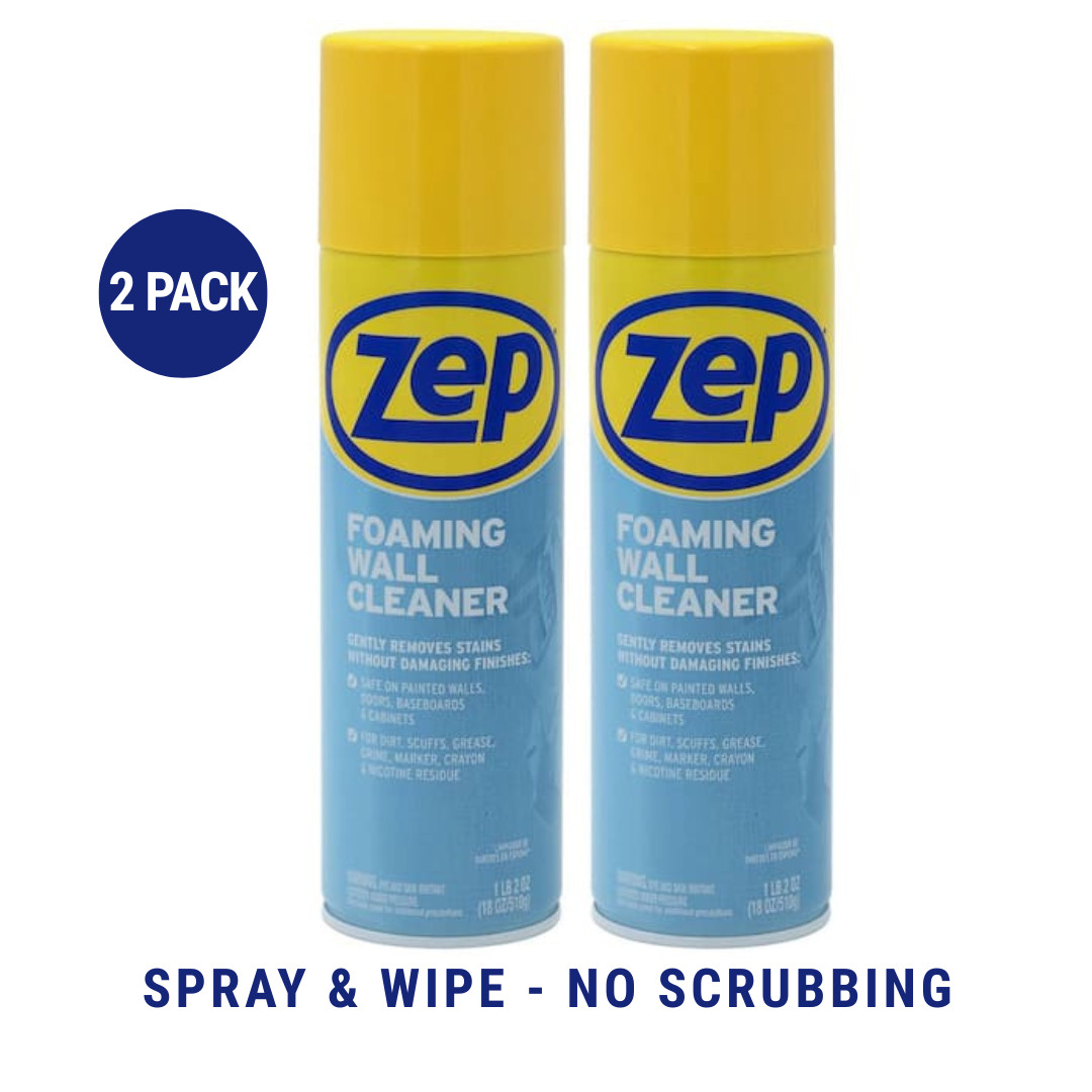 ZEP Foaming Wall Cleaner 18 oz Spray Removes Scuffs Stains Fingerprints 2 Pack