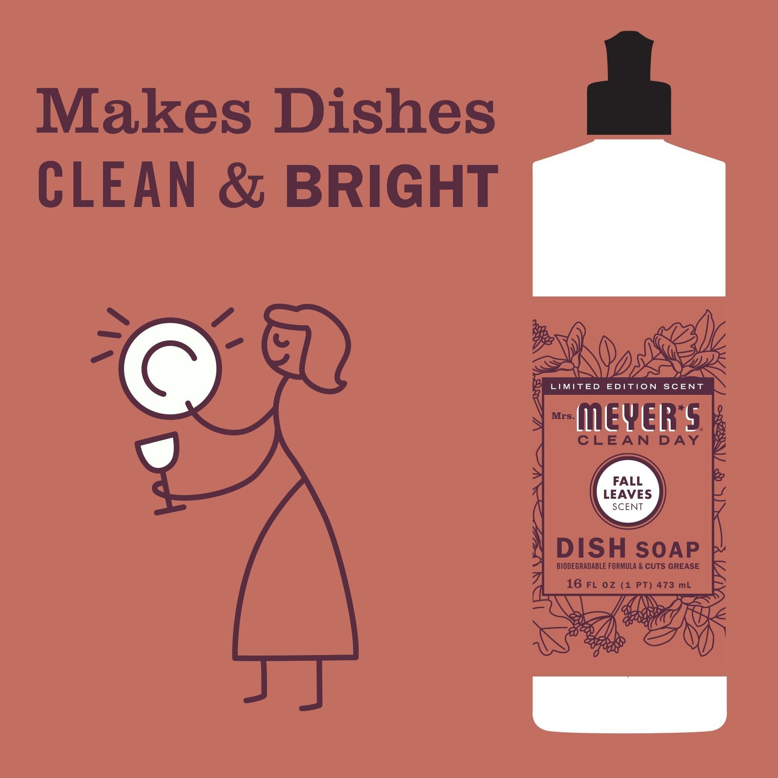 CLEAN DAY Dish Soap, Fall Leaves Scent, 16 fl oz (1)