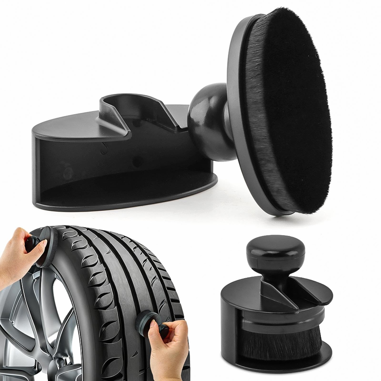 2 Pack Tire Shine Applicator with Curved Brush for Car Polish and Wax