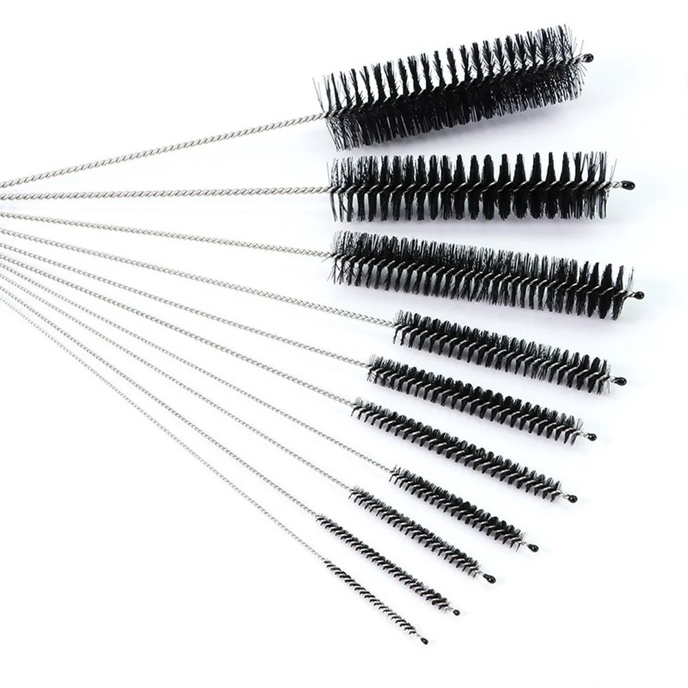 US Nylon Straw Brush Cleaner Bottle Tube Pipe Small Long Cleaning 10Pcs Set