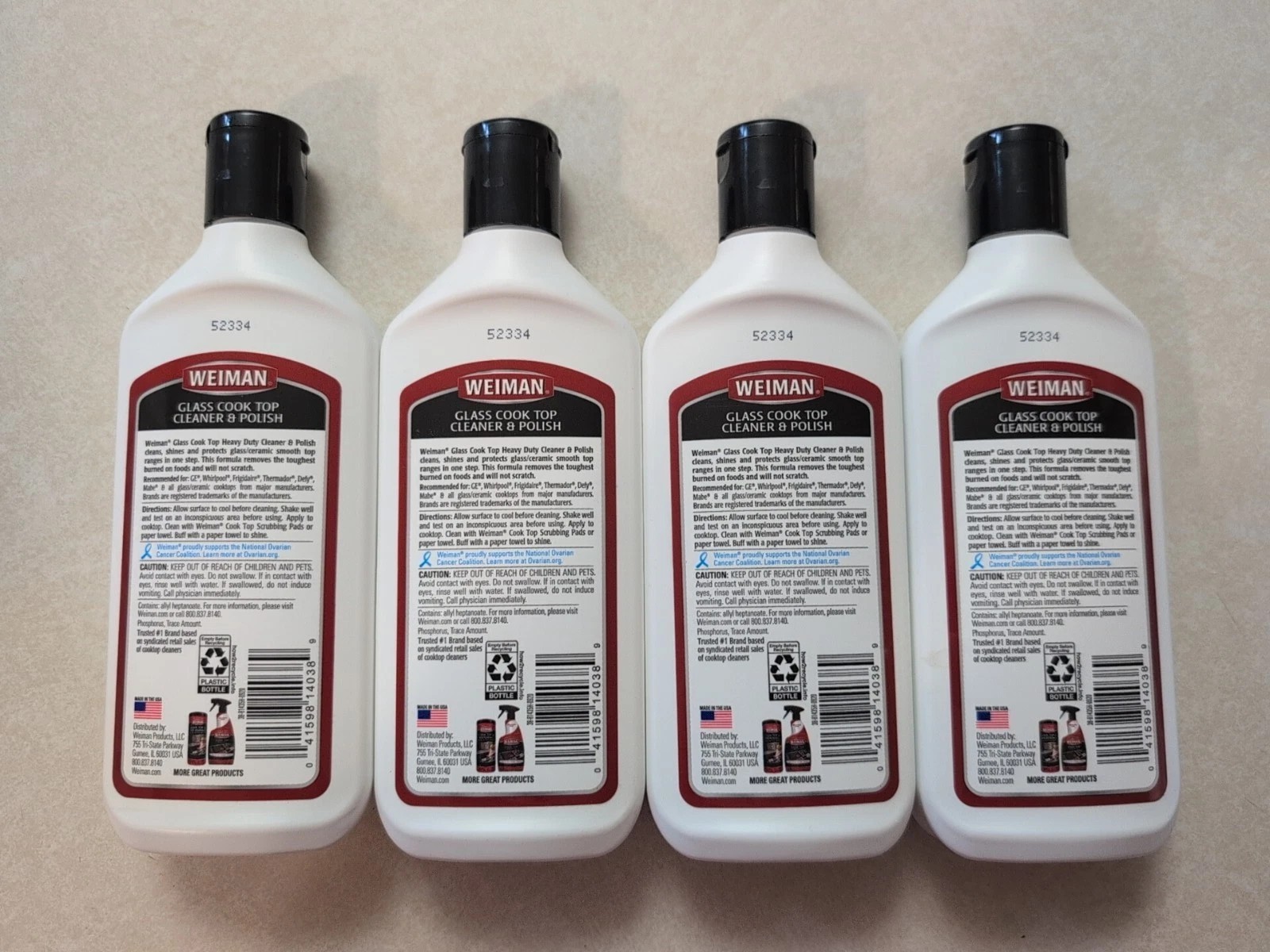 LOT OF 4 Weiman Glass Cooktop Heavy Duty Cleaner & Polish – 10 oz. Each Bottle