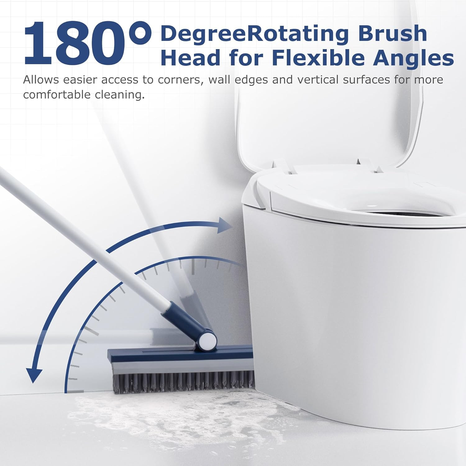 Grout Brush with Long Handle, Grout Cleaner Brush for Tile Floors, Stiff