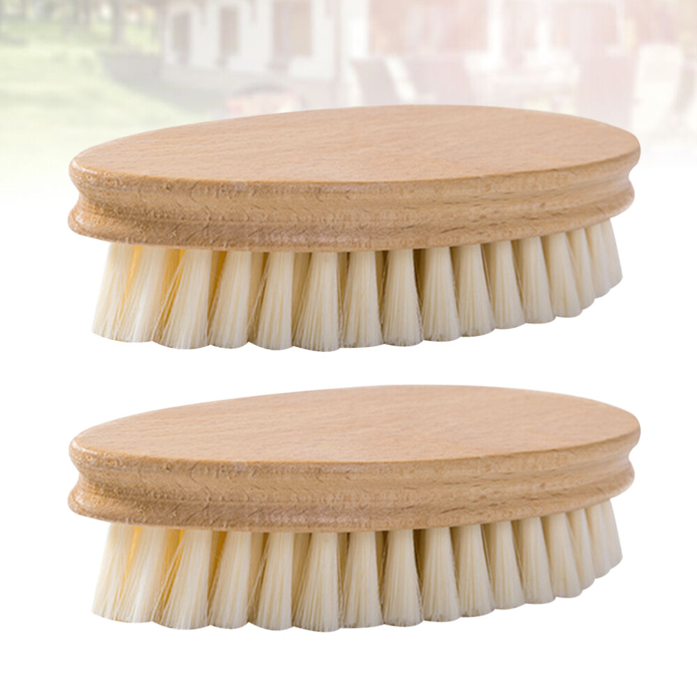 2 Pcs Wood Hand Brush Boot Brush Wooden Shoe Brush Shoes Cleaning Brush