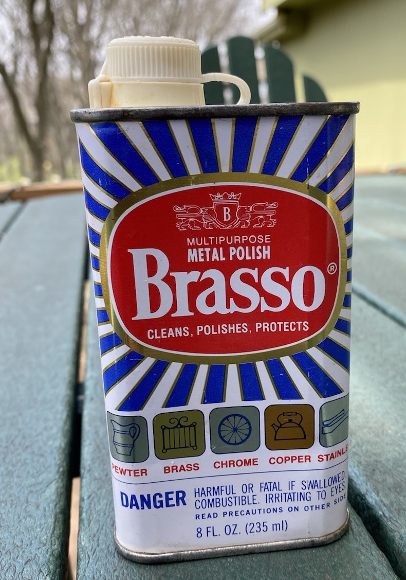 Vintage BRASSO Metal Polish 8 Fl. Oz Original Formula Tin 1/3 Full Movie TV Prop