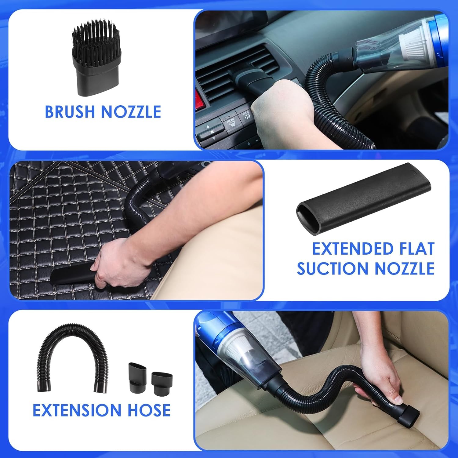 Viewsun 18PCS Car Cleaning Kit, Car Interior Detailing Kit with Blue High Power