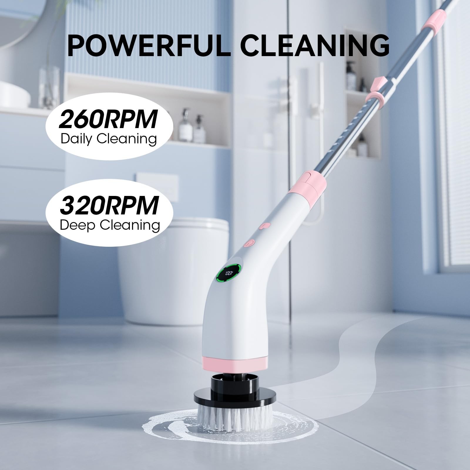 Bathroom Cleaning Brush, Cordless Spin Scrubber Full Body Waterproof IPX7 wit…