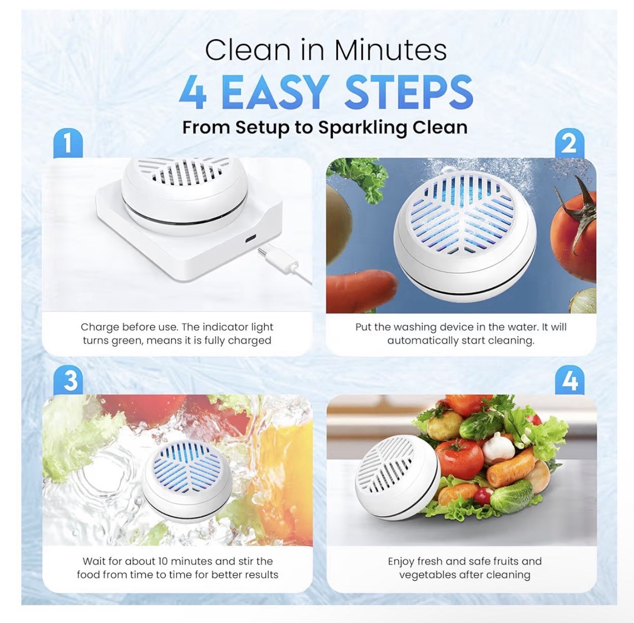 Fruit and Vegetable Washing Machine, Fruit Vegetable Cleaner Device, Portable