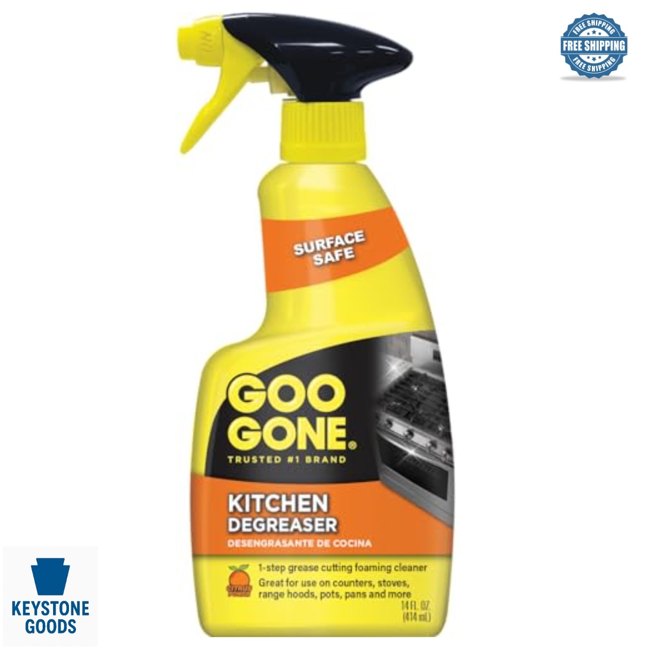 Degreaser Kitchen Cleaner 14 Oz Foaming Spray Cuts Grease Baked On Food Remover