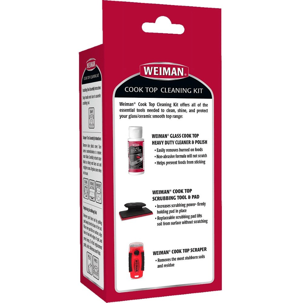 Weiman 5-In-1 Cook Top Complete Cleaning Kit, Scrubbing Pad and Scraper Tool
