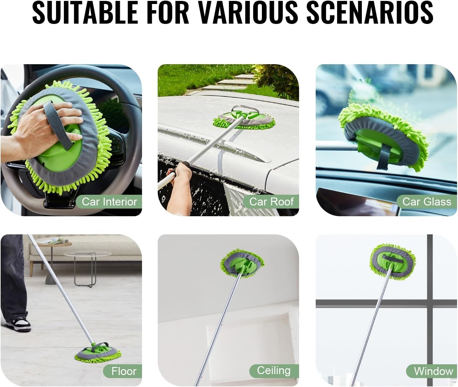 62″ Car Wash Brush with Long Handle Soft Bristle Car Cleaning Brush for Washing