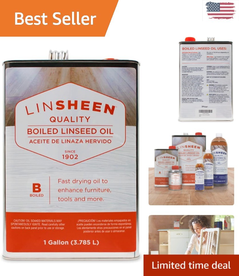 1 Gallon Fast-Drying Boiled Linseed Oil for Stunning Indoor & Outdoor Wood Care