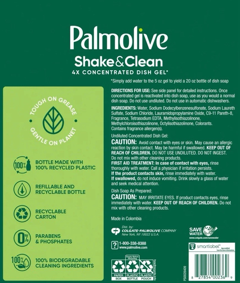 Palmolive Shake & Clean Dish Soap Starter Kit Concentrate Refill LotOf4 NEW