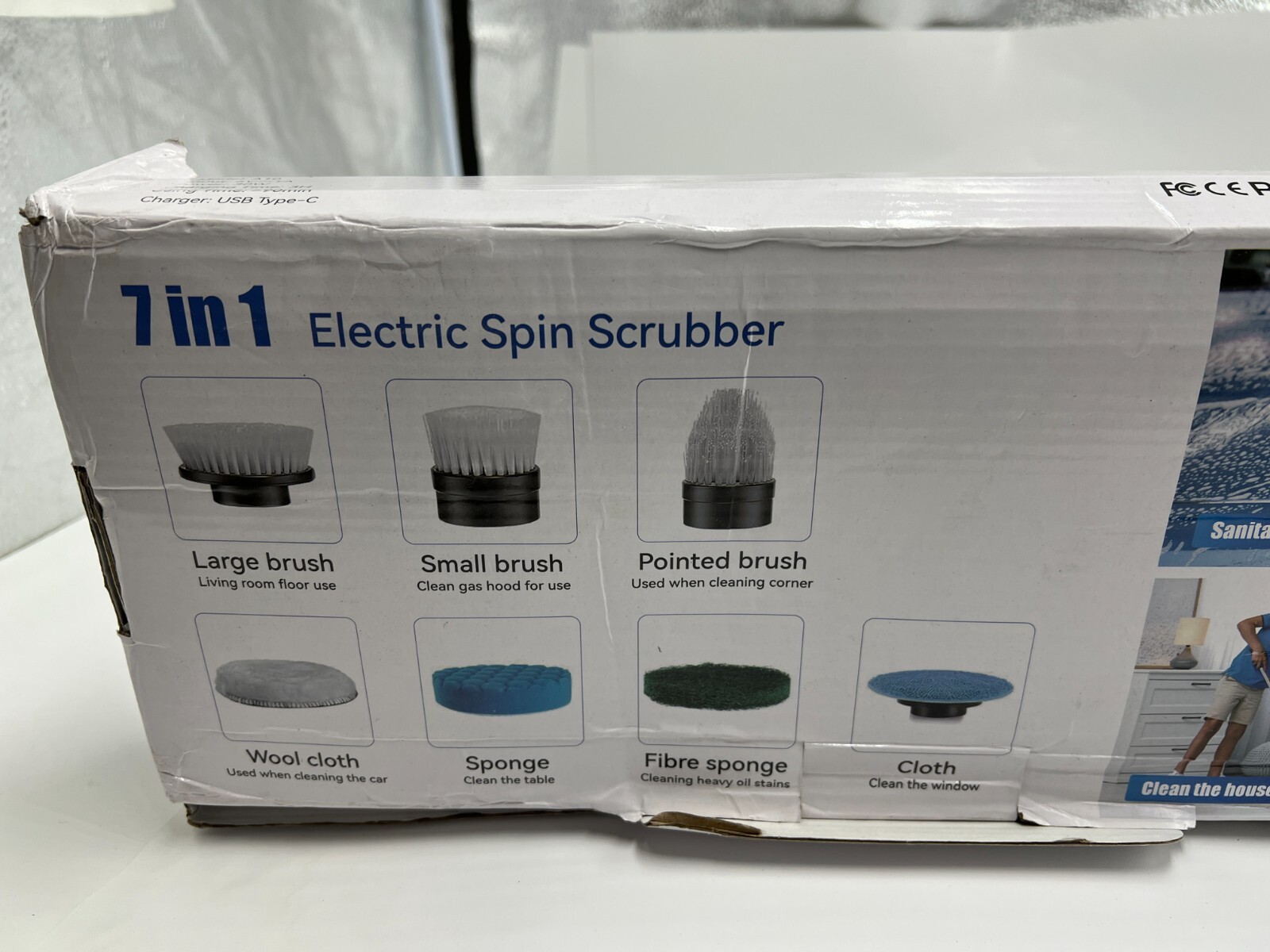7 In 1 Electric Rechargeable Cordless Spin Scrubber Mop Rod A10 5V 30W