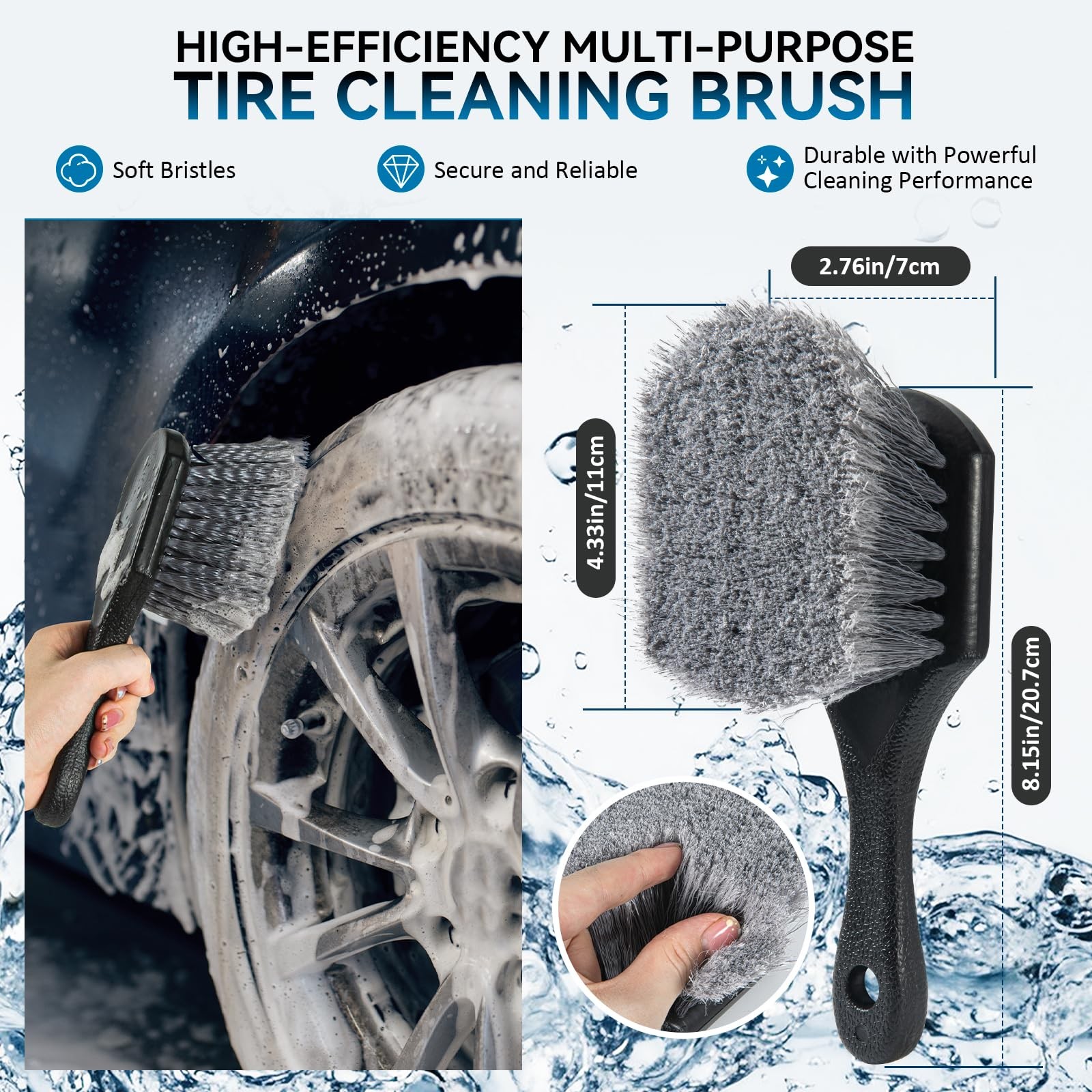 Eomarce Premium Wheel & Tire Brushes: Safe for All Vehicle Detailing