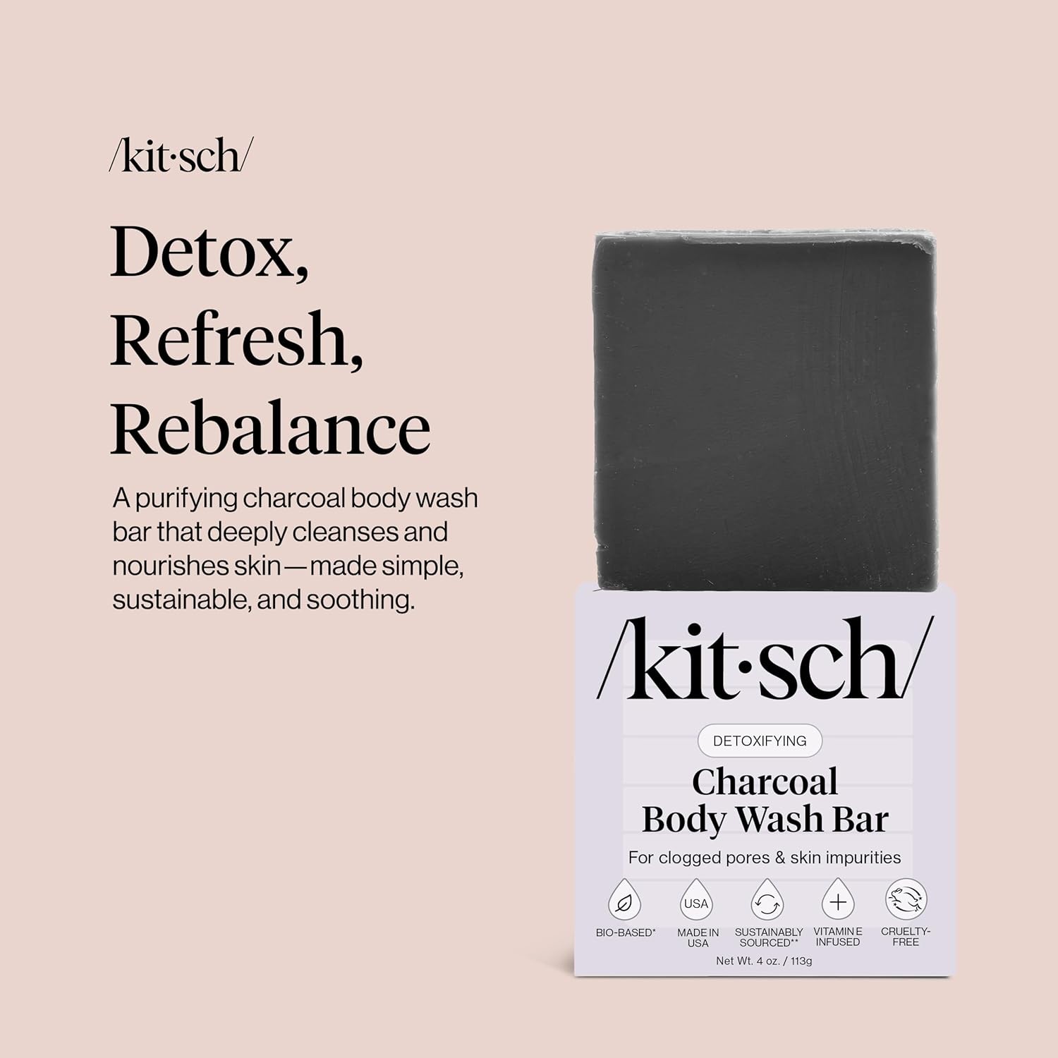Charcoal Soap Body Wash Bar – Detoxifying Bar Soap with Activated