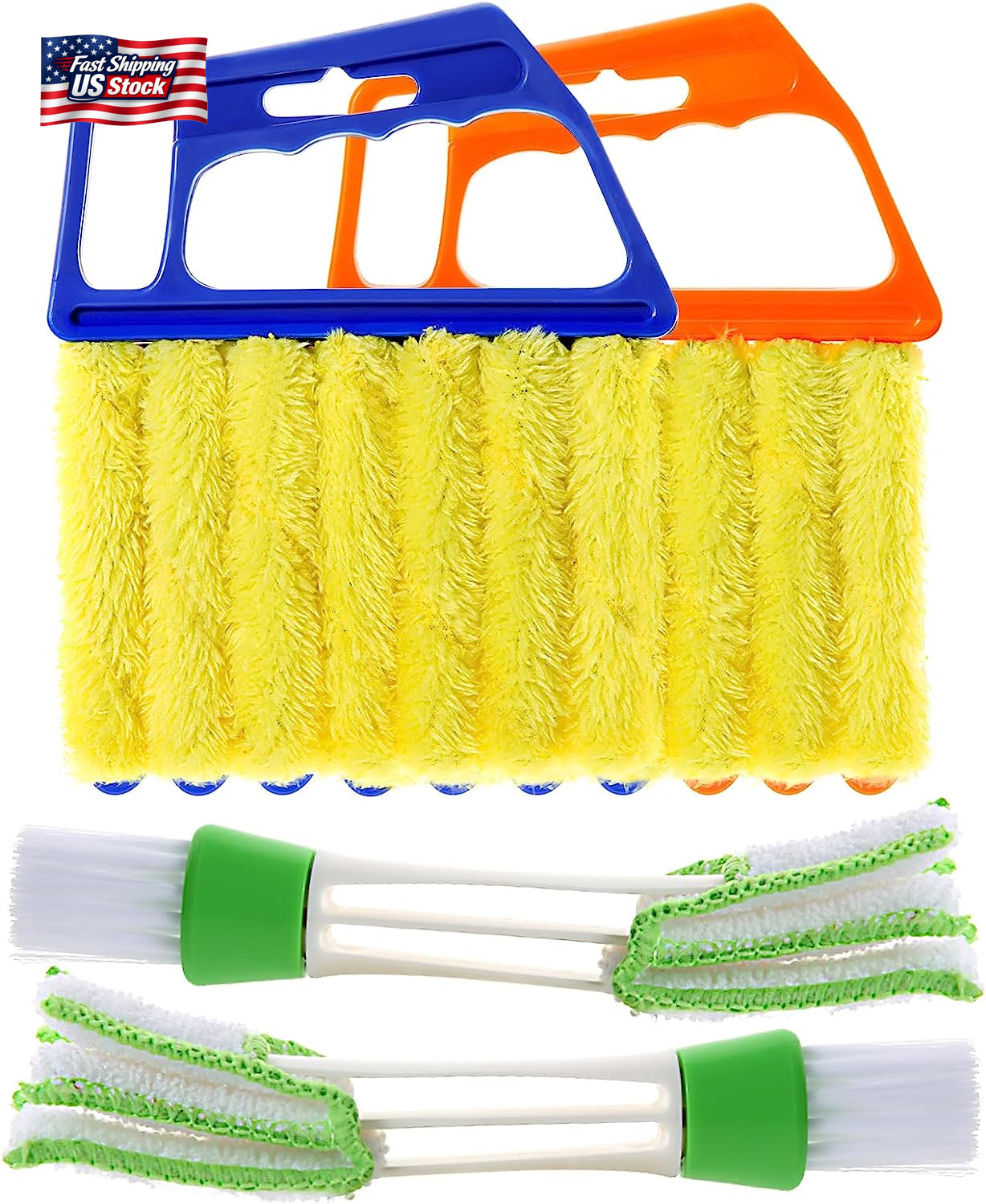 4Pcs Window Venetian Blind Cleaner Duster Tool,Washable 7 Fingers Dusting Cleane