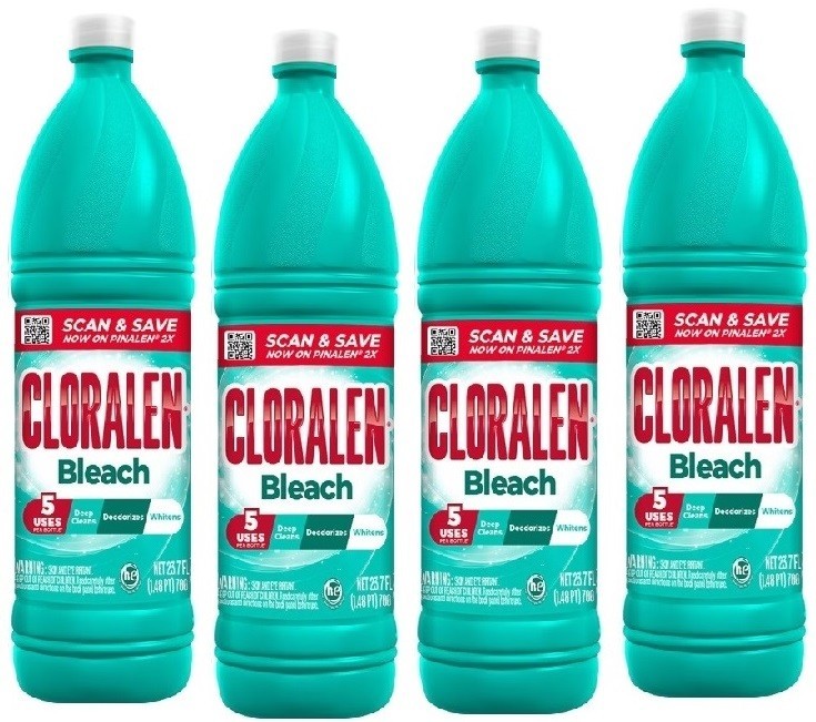 4 PACK- Deep Cleaning, Deodorizing & Whitening Liquid Bleach 23.7 Oz (Each)