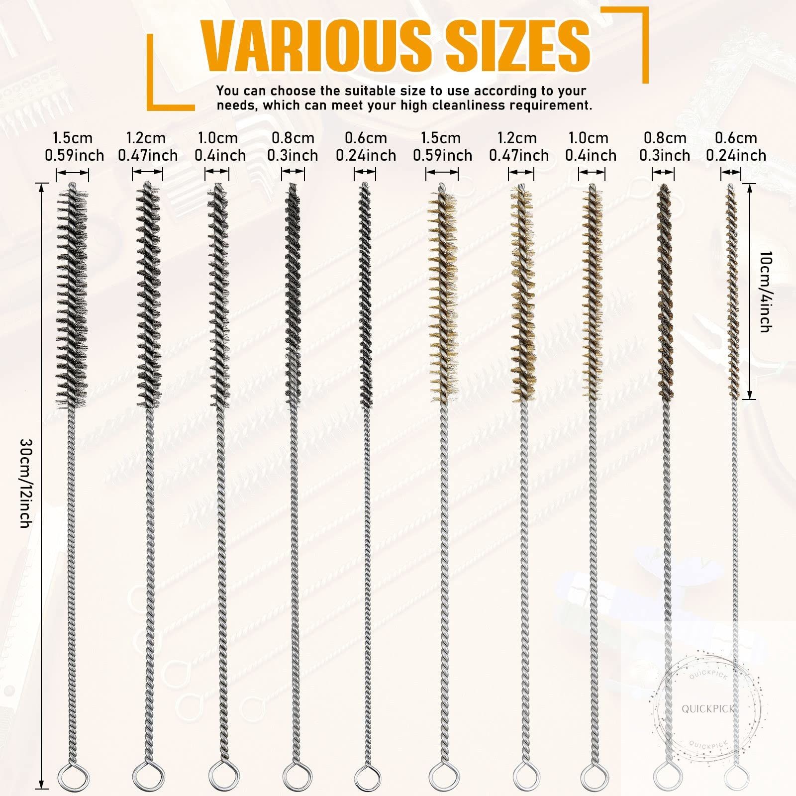 10 Pieces Wire Tube Brushes Bulk for Cleaning Pipe Tube Brass Stainless Steel Ro