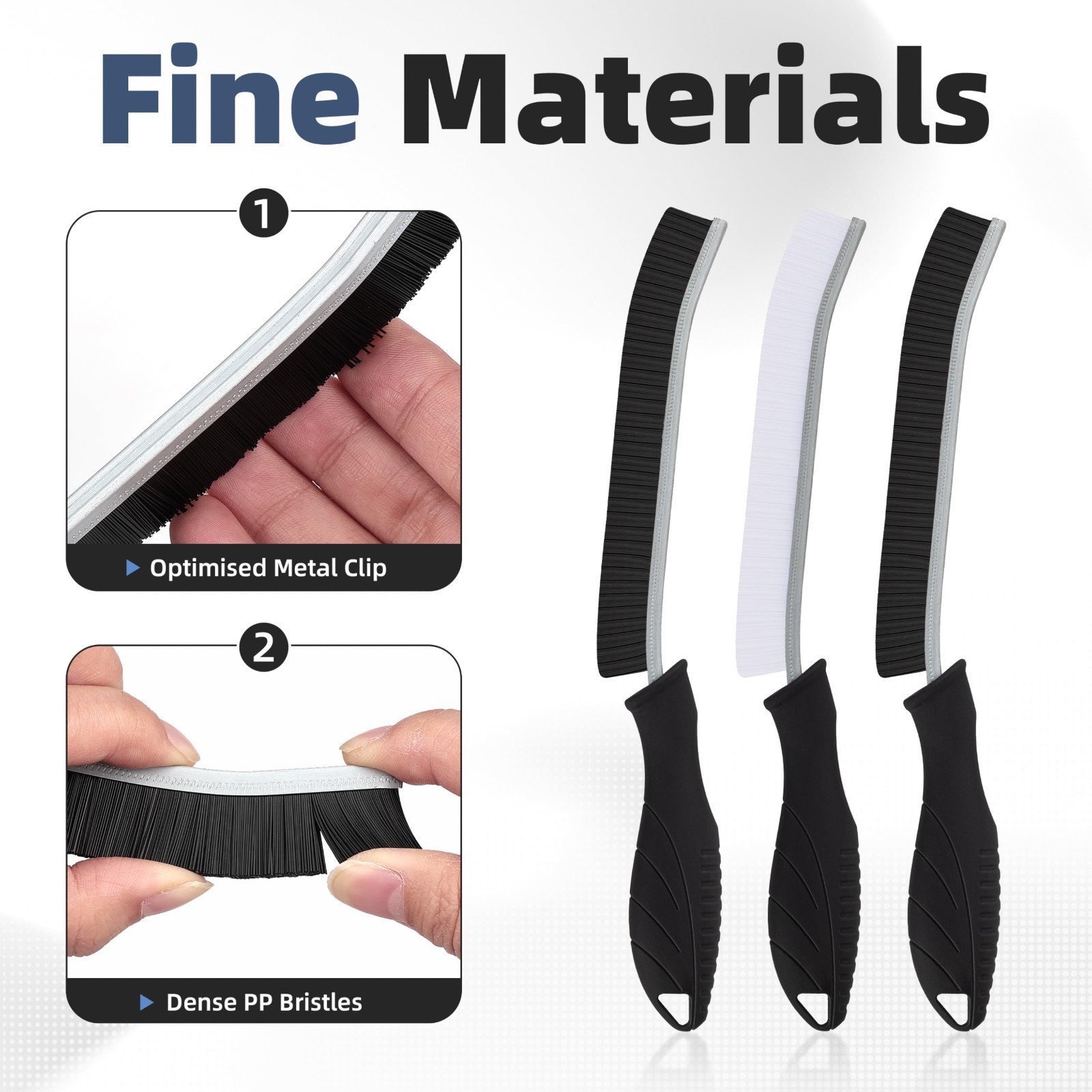 Stiff Crevice Cleaning Brush, Multiuse For Grout Faucets Windows, Black
