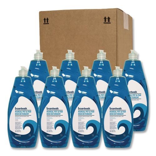 Boardwalk Manual Pot & Pan Dish Detergent, Fresh Breeze, 38 oz Bottle, 8/Carton