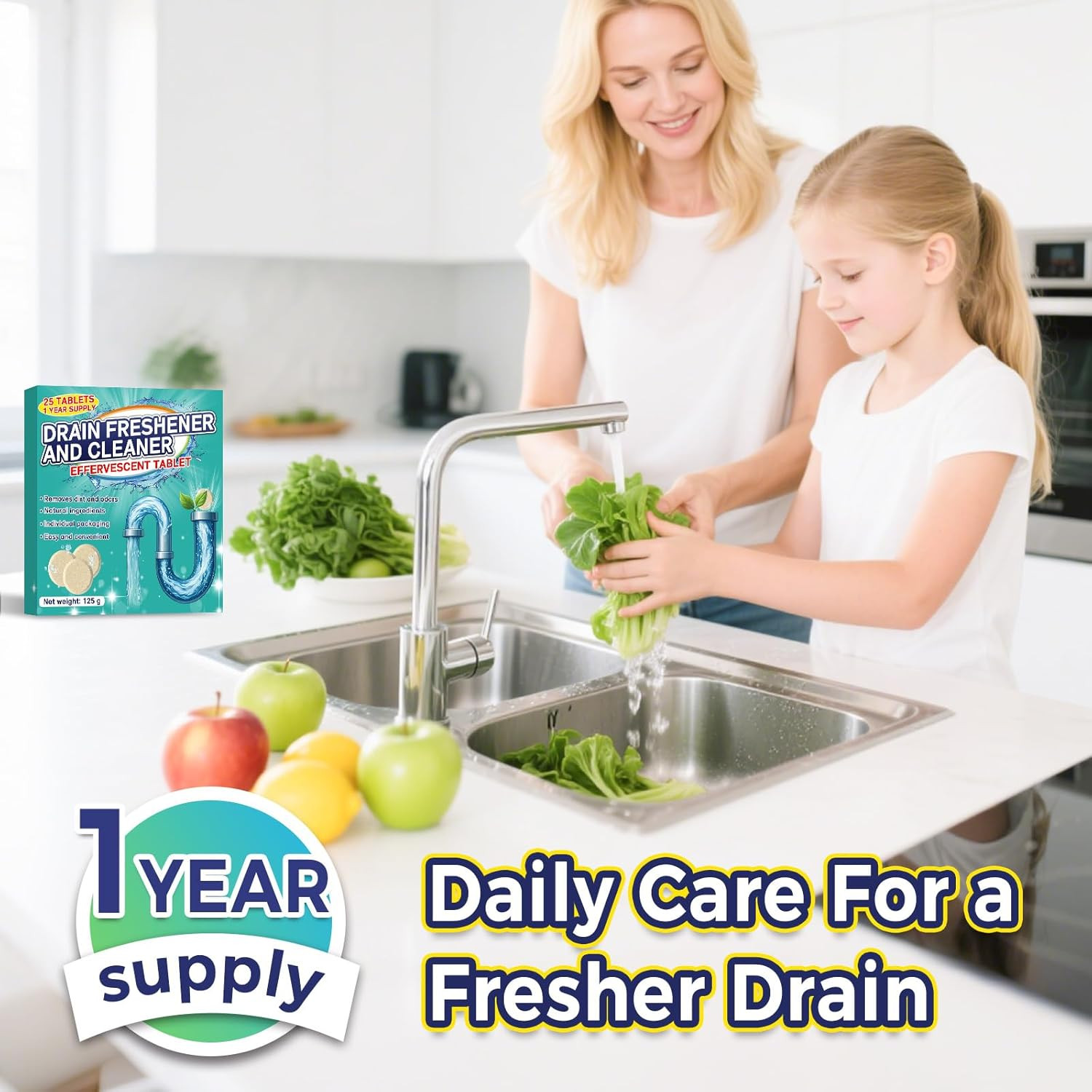 Garbage Disposal Cleaner and Deodorizer 25 Pack, Fresh Citrus Foam Sink Cleaner
