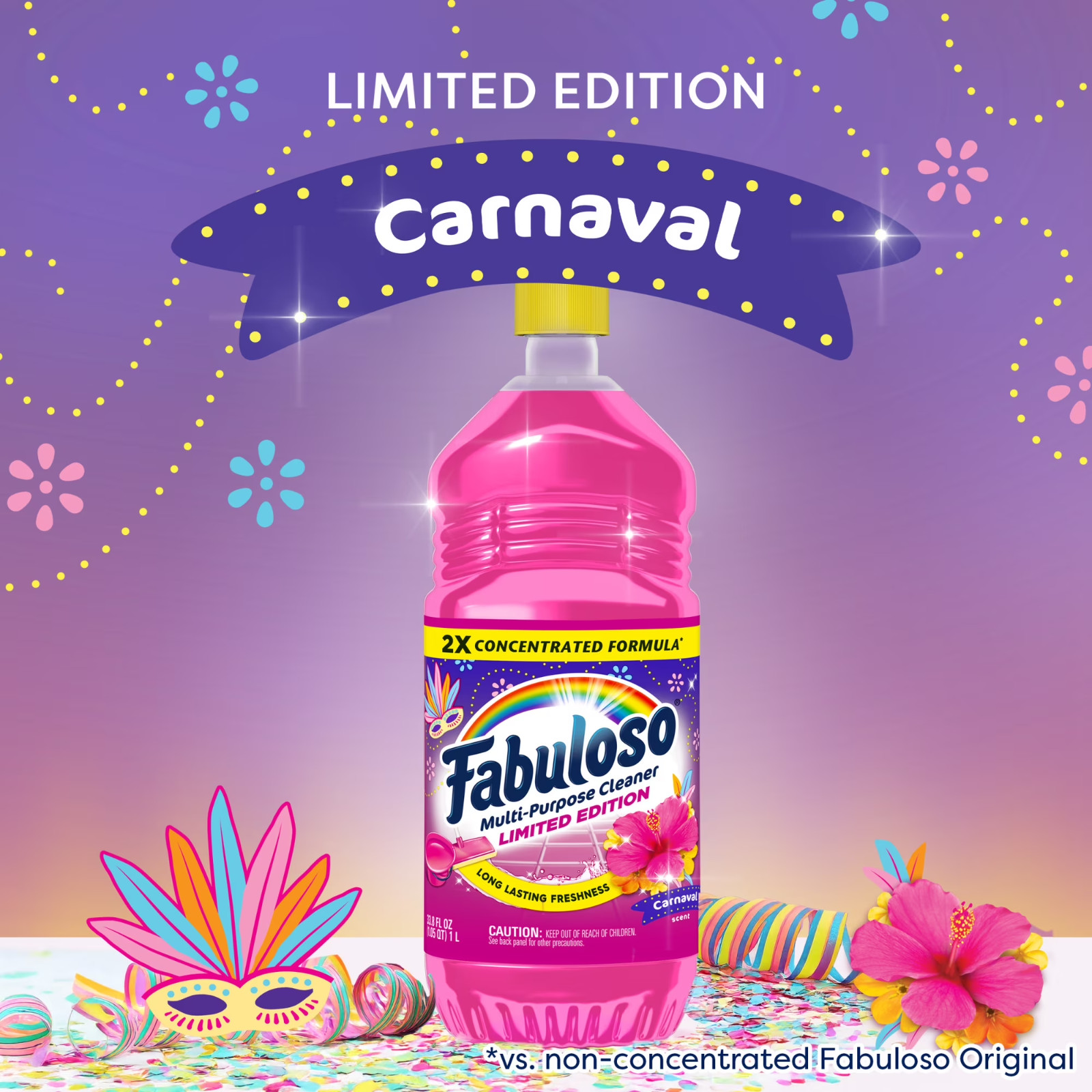 Fabuloso Multi-Purpose Cleaner, 2X Concentrated Formula, Limited Edition, Carnav