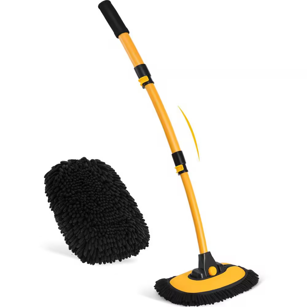 15° Curved Automotive Care Brushes with Extendable Pole Microfiber RV Wash Mop f