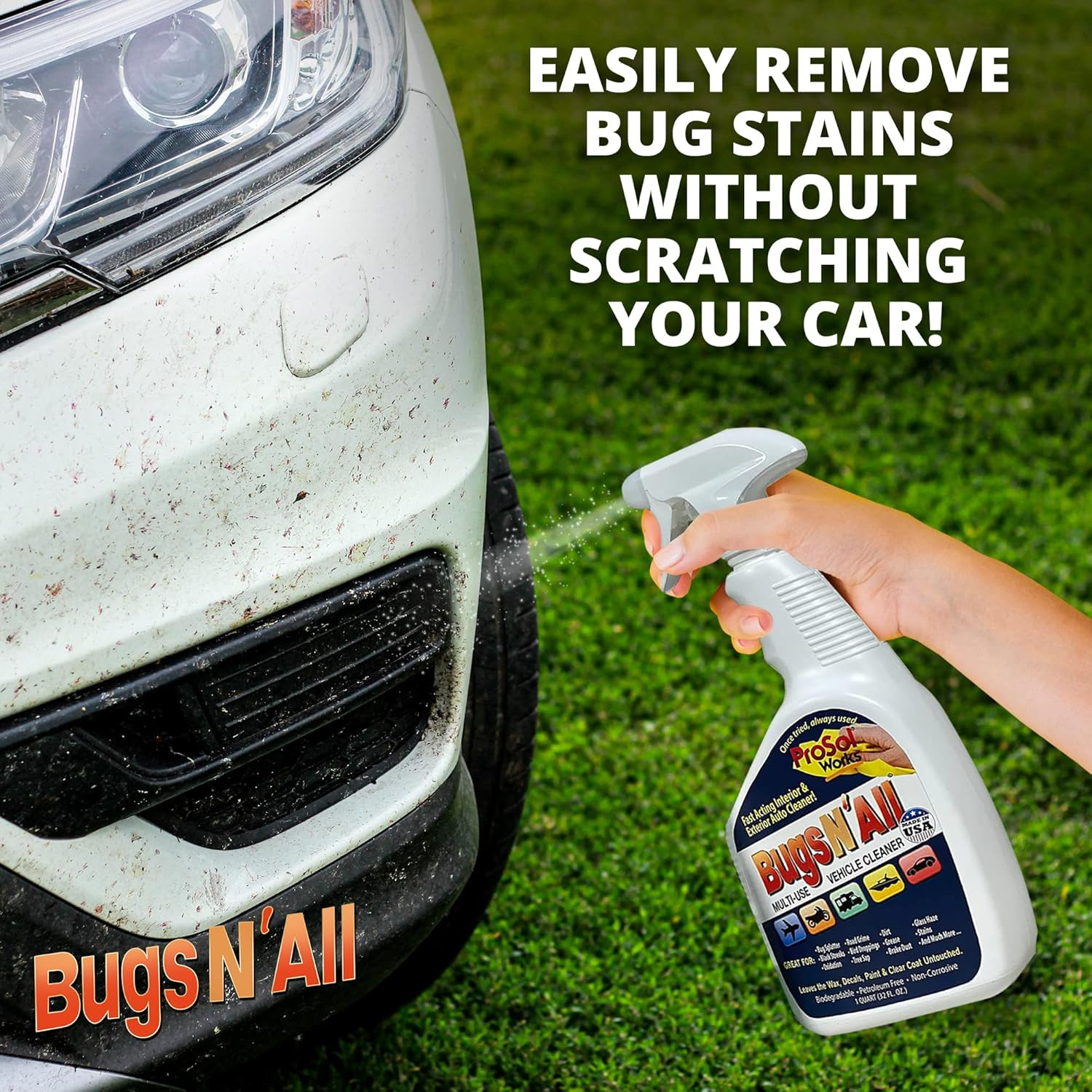 Bugs N’ All Multipurpose Car Cleaner & Degreaser – Bug & Tar Remover Concentrate