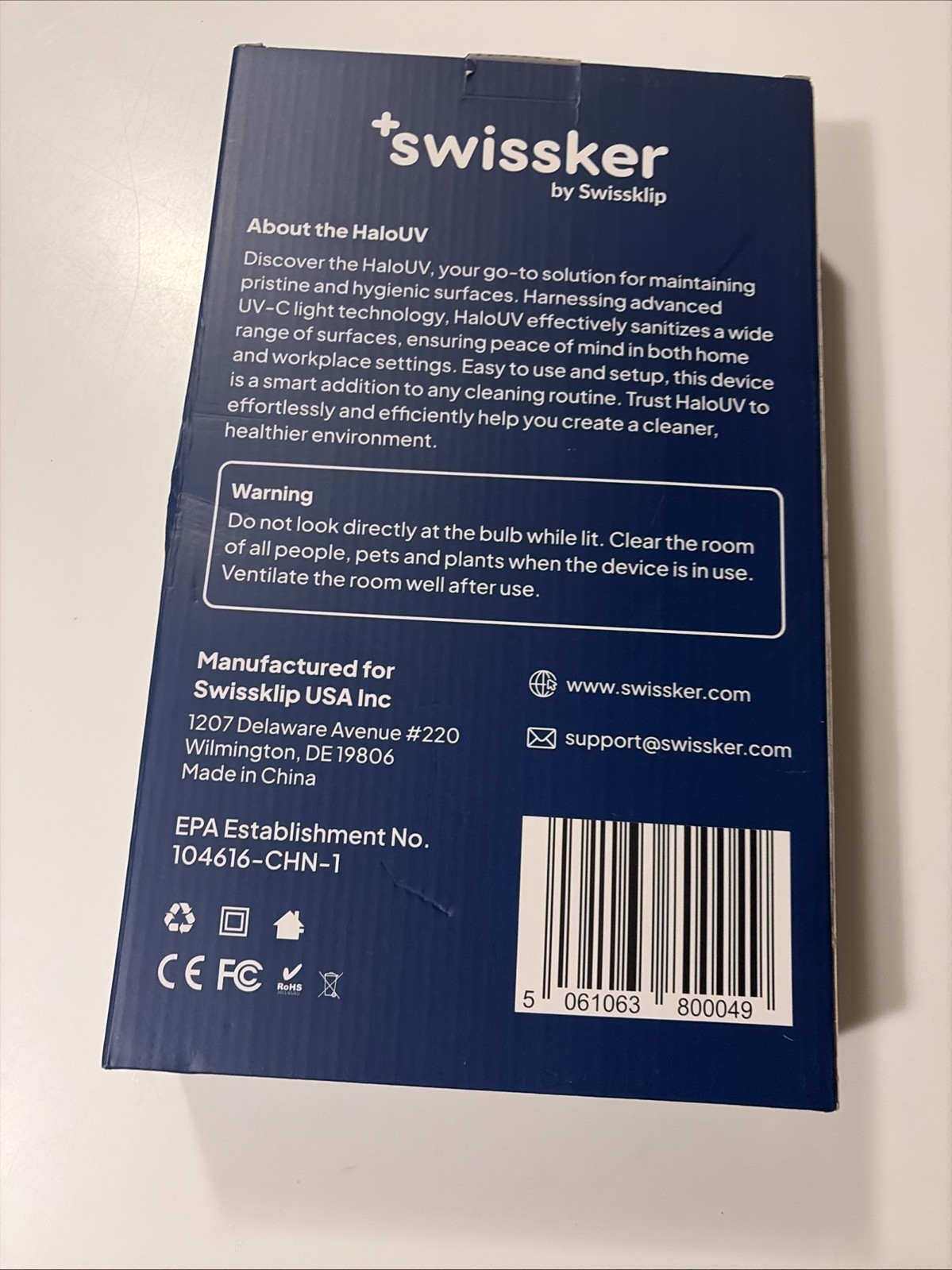 HaloUV Swissker by Swissklip, HaloClean UV Original Home Disinfection Device NEW
