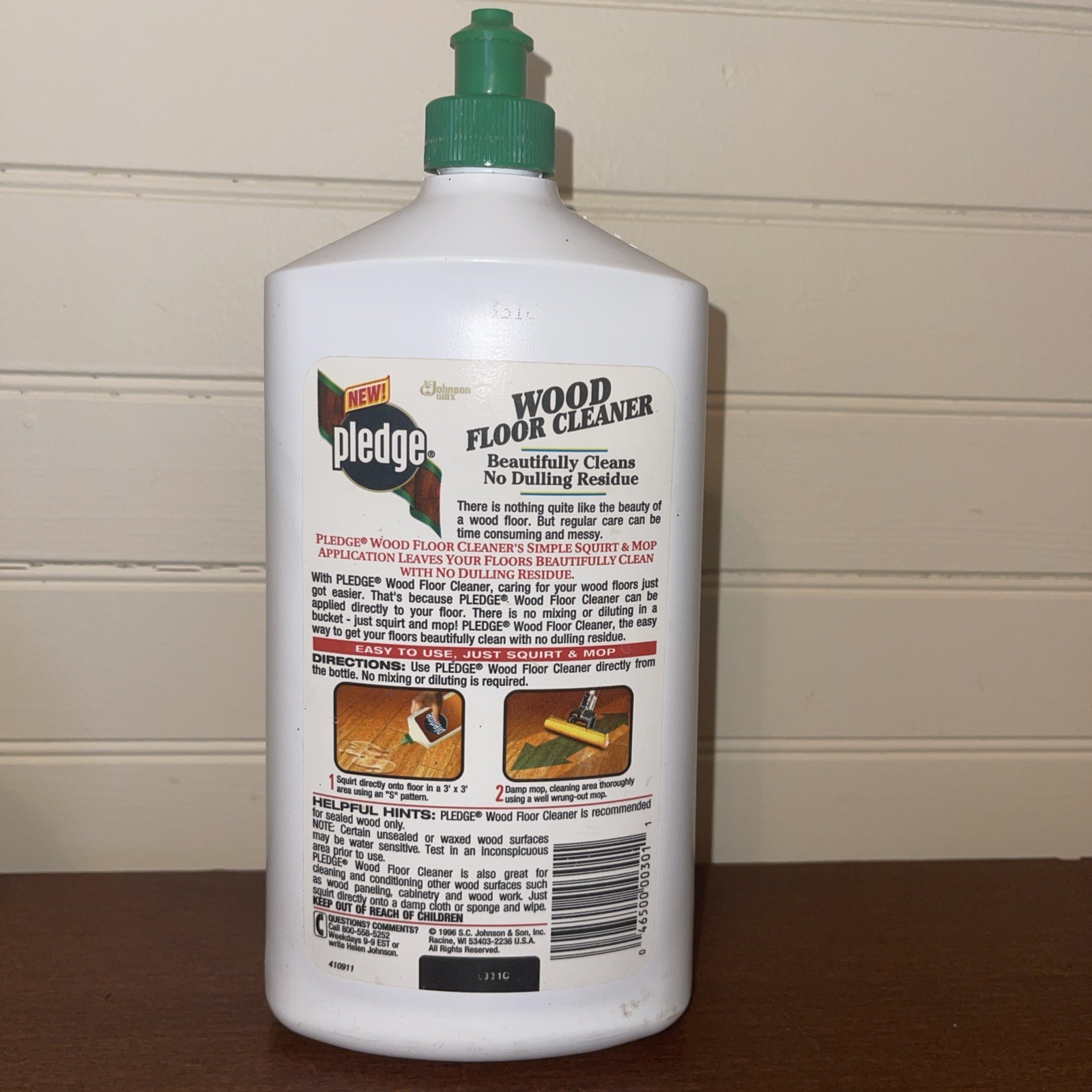 VTG SC Johnson Pledge Wood Floor Cleaner 1996 Original Formula (12 oz) 1/4 full