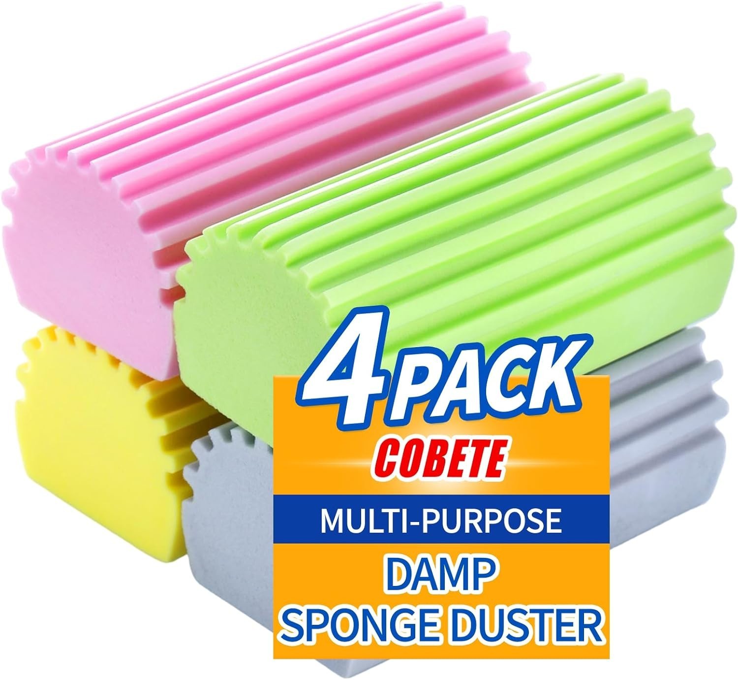Eco-Friendly 4-Pack Damp Duster Sponge – Versatile Cleaning for Home and Car