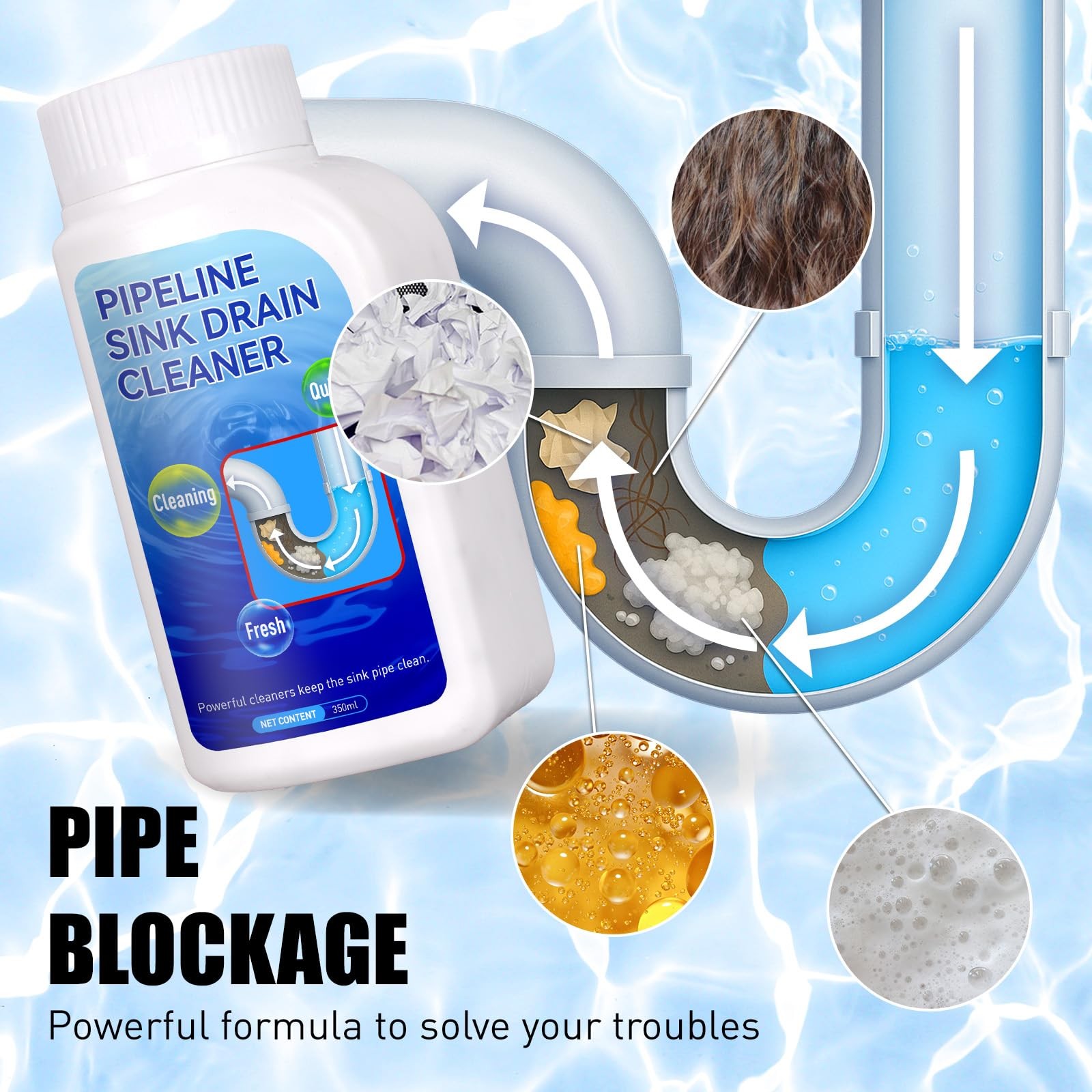 Pipeline Dredging Agent Sink Drain Cleaner 350ml – Powerful Quick Cleaning Dr…