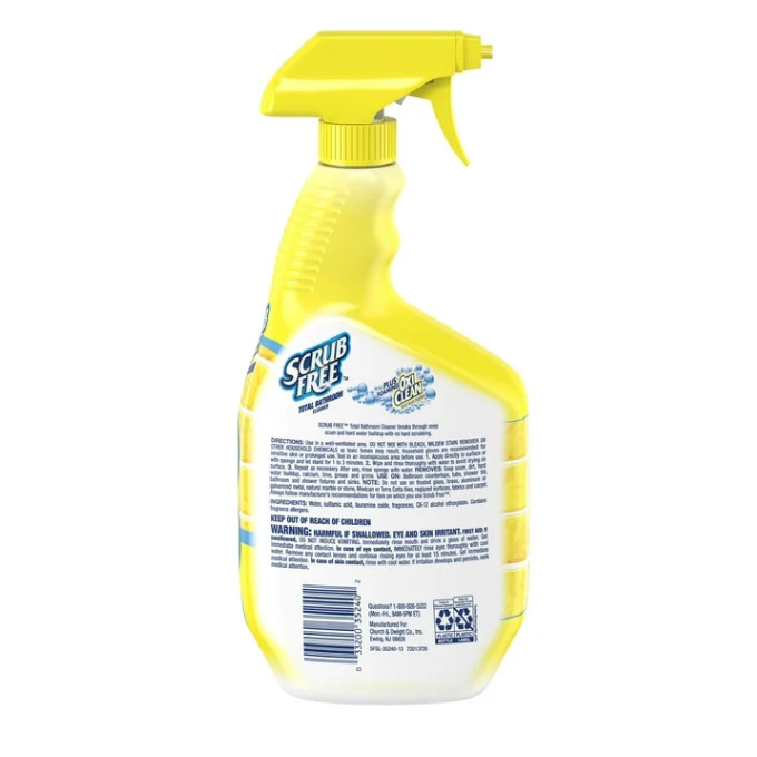 2 Pack Scrub Free Total Bathroom Cleaner with OxiClean, Lemon Scent, 32 fl oz