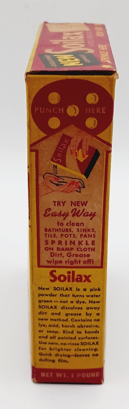 Vintage 1956 Soilax Cleaning Powder Box With Contents 6.5″ X 4.5″ Great Colors