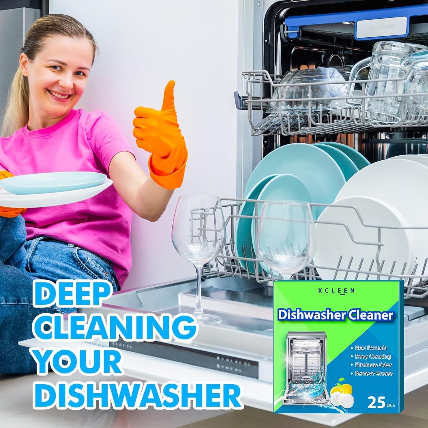 Dishwasher Cleaner and Deodorizer Tablet 25 Count, Deep Cleaning Tablet Helps…