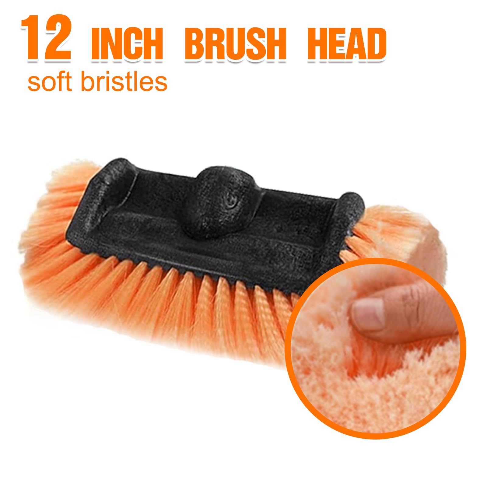 12FT Car Wash Brush with Long Handle, Soap Dispenser & Soft Bristle for Vehicles
