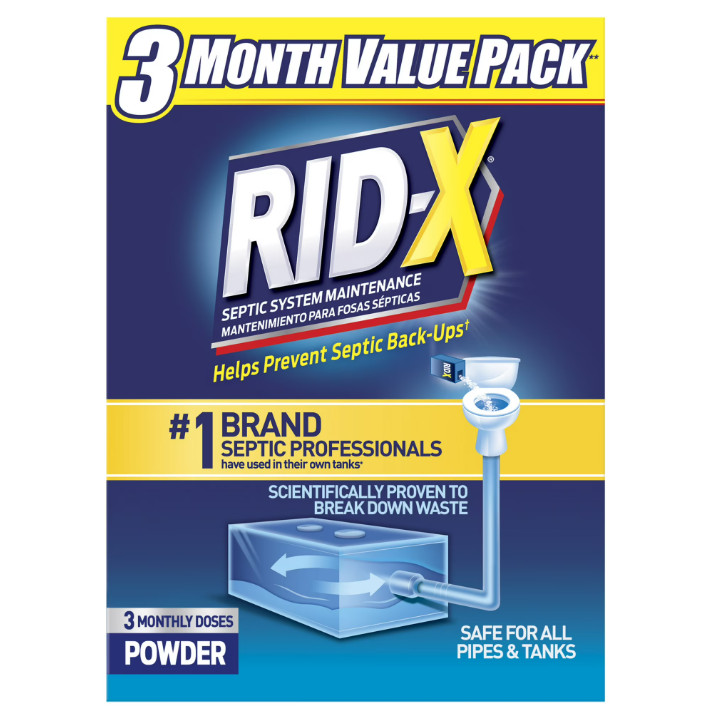 3 Box Rid-X Septic Tank Treatment Powder,Bacteria&Advanced Enzymes,3Month Supply
