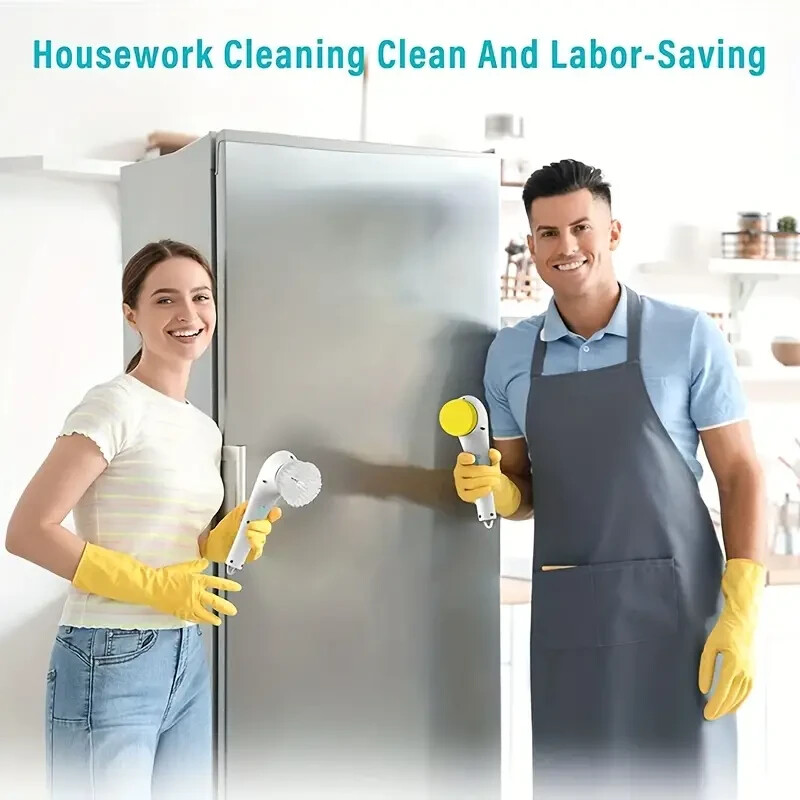 Electric Cleaning Brush Scrub Cleaning Brush With 5 Replaceable Brush Heads