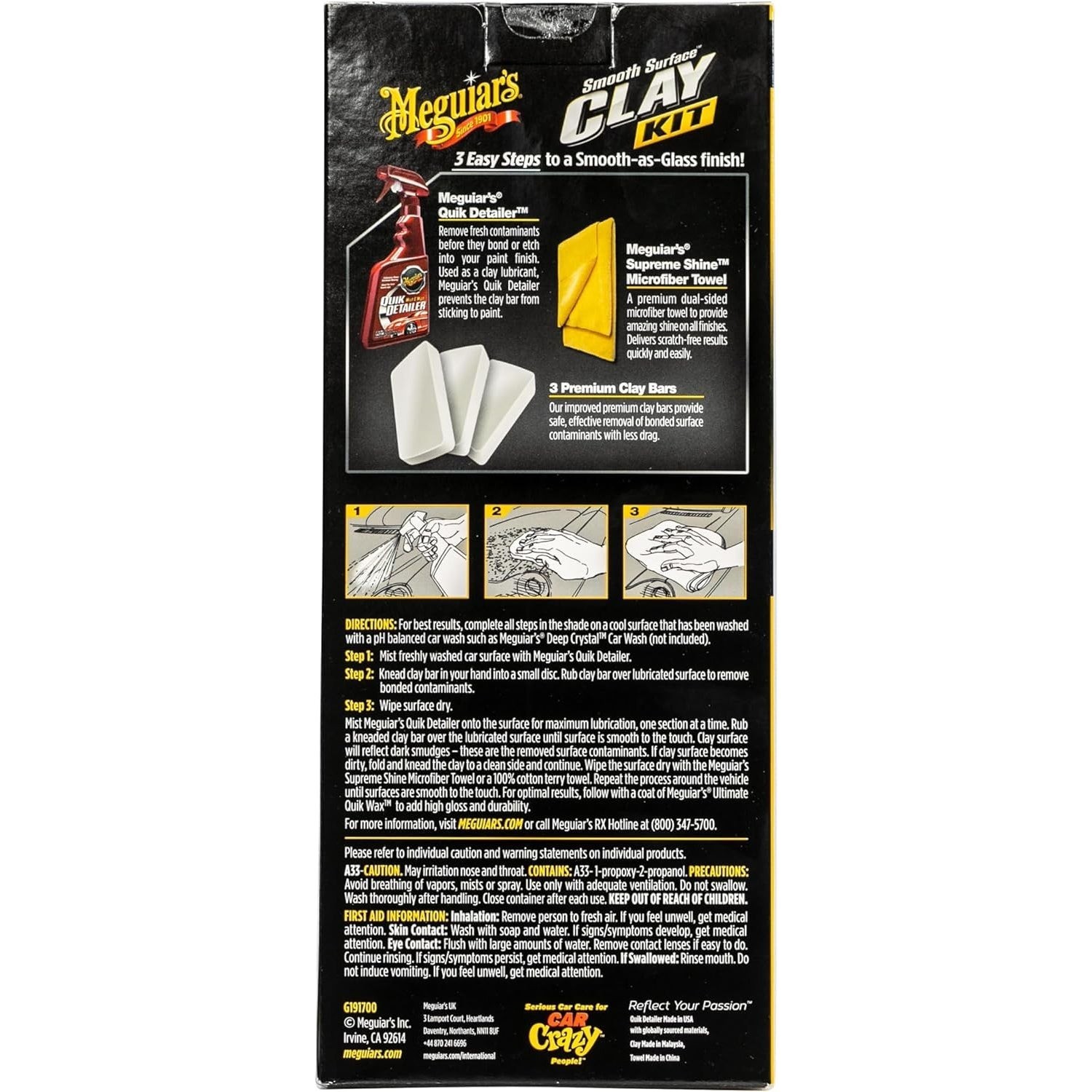 Meguiar’s Smooth Surface Clay Kit – Safe And Easy Car Claying NEW Wax Glide ON