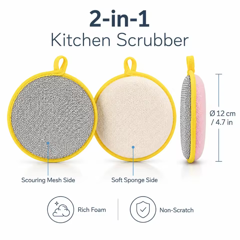 10PCS Double Sided Dishwashing Sponges Kitchen Cleaning Scrub Pads for Dishes